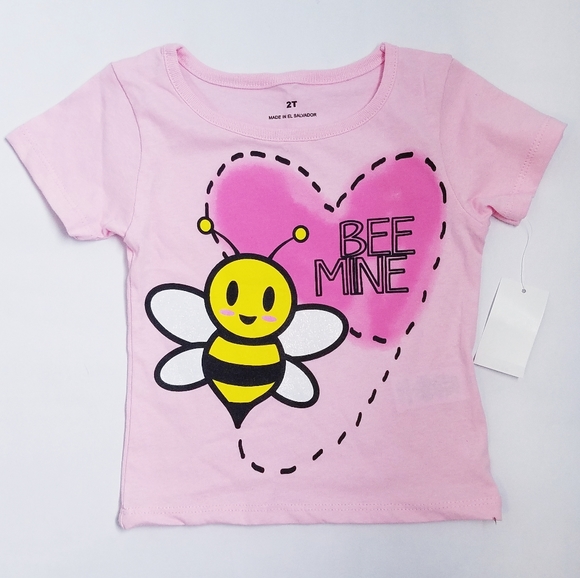 NWT Girls Pink "Bee Mine" Valentine T-Shirt - Picture 1 of 2